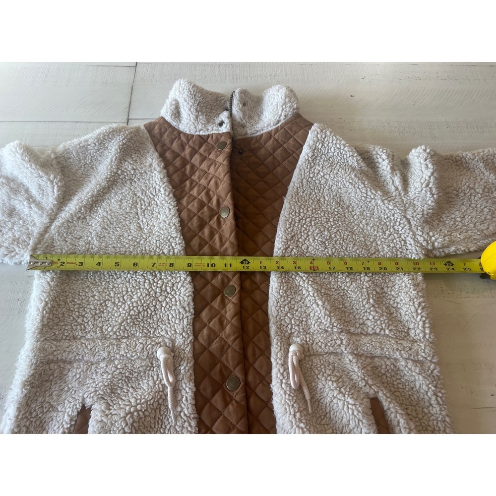 BKE Women's Sherpa Fleece Quilted Utility Jacket Cream Brown Size Medium - Picture 4 of 9